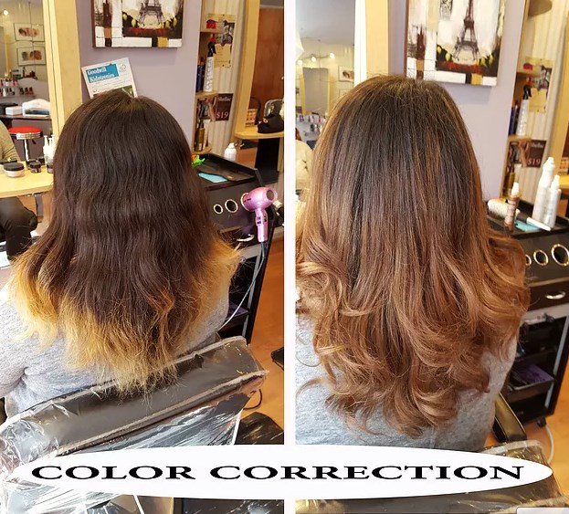 hair color correction in Boston before & after