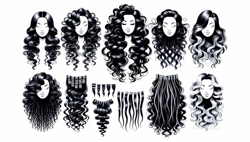 various types of curly hair extensions