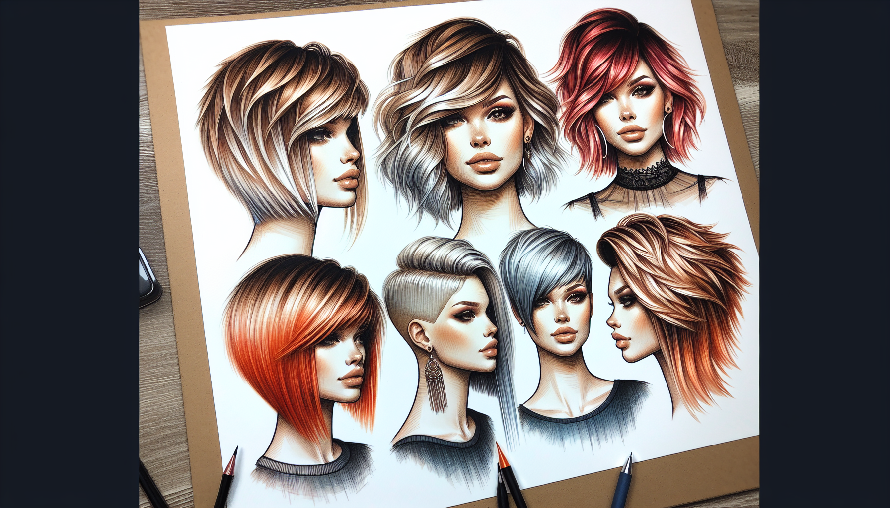 Drawing of perfect ombré options for short hair